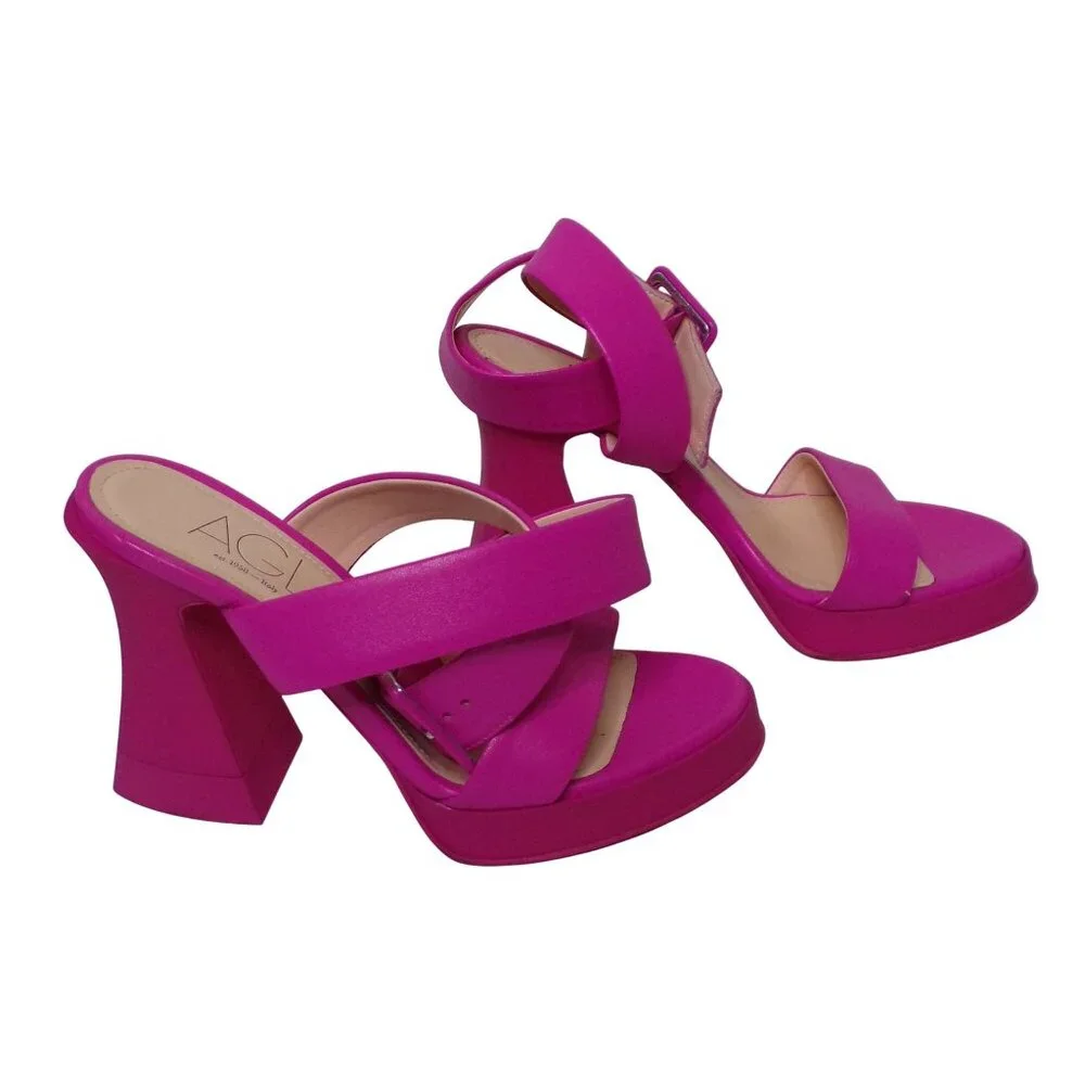 🆕 AGL Attilio Giusti Leombruni Janis Platform Sandal Shoes Leather Pink 6 - Picture 5 of 10